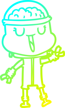 Bir insan tarafından çizilmiş mutlu çizgi film robotu çizimi.