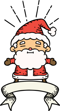 Bir insan tarafından çizilmiş dövme stili Noel Baba karakterli parşömen.