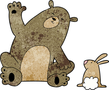 Bir insan tarafından çizilmiş ayı ve tavşan arkadaşları.