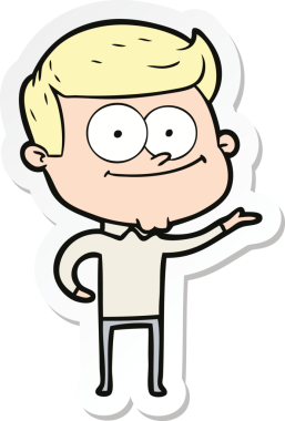 Bir insan tarafından çizilmiş mutlu bir adamın çıkartması.