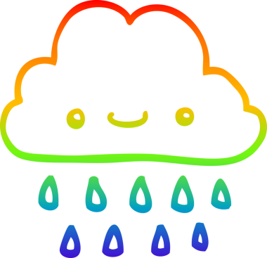 Gökkuşağı gradyan çizgi çizimi bir insan tarafından çizilmiş fırtına bulutu