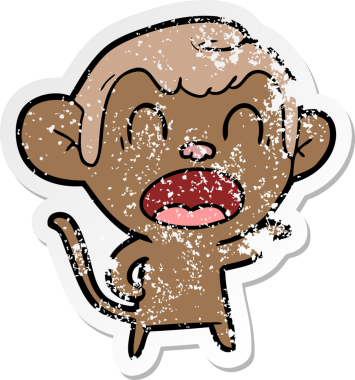 Bir insan tarafından çizilmiş bağıran çizgi film maymunu çıkartması.