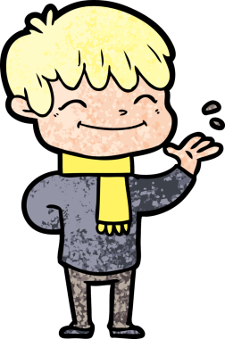 Bir insan tarafından çizilmiş mutlu çocuk çizgi filmi.