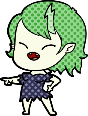 Çizgi filmdeki vampir kız bir insan tarafından çizilmiş.