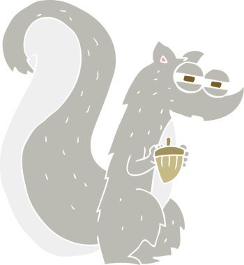 Bir insan tarafından çizilmiş fındıklı sincabın düz renk çizimi