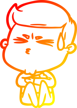 Bir insan tarafından çizilmiş terleyen bir çizgi film karakterinin sıcak çizgi çizimi.