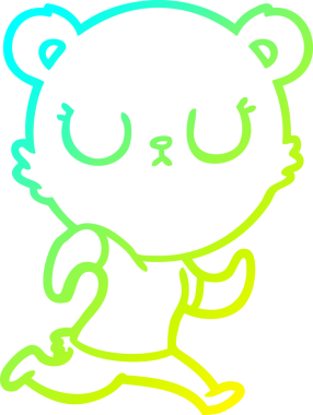 Bir insan tarafından çizilmiş barışçıl bir çizgi film ayısının soğuk gradyan çizimi.