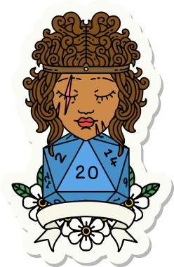 Bir insan tarafından çizilmiş 20 zarlı bir insan barbarının çıkartması.