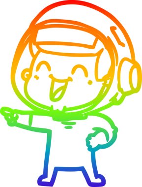 gökkuşağı gradyan çizimi mutlu bir çizgi astronot çizimi bir insan tarafından çizildi