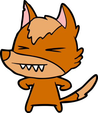 Bir insan tarafından çizilmiş tilki çizgi film karakteri