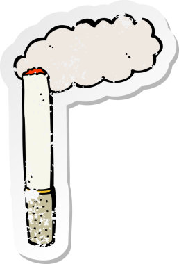 Bir insan tarafından çizilmiş karikatür sigarasının gerilimli yapıştırması.