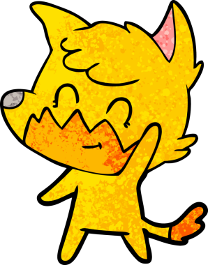 Bir insan tarafından çizilmiş tilki çizgi film karakteri