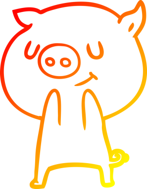 Bir insan tarafından çizilmiş mutlu çizgi film domuzu çizimi.