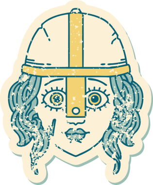 Bir insan tarafından çizilmiş bir insan dövüşçüsünün grunge sticker 'ı