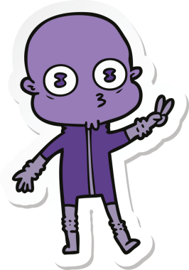 Bir insan tarafından çizilmiş garip kel bir uzay adamının çıkartması.