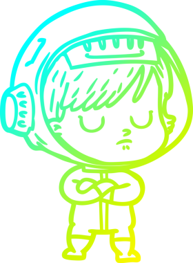 Bir insan tarafından çizilmiş soğuk gradyan çizgili astronot kadın çizimi.