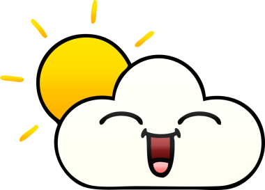 Bir insanın çizdiği güneş ışığı ve bulutun gölgeli karikatürü