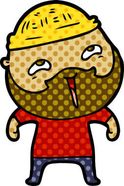 Bir insan tarafından çizilmiş mutlu sakallı bir adam.