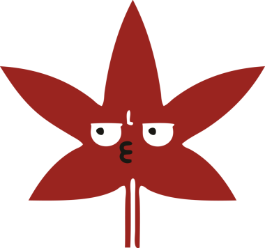 Bir insan tarafından çizilen sonbahar yaprağının düz renk retro karikatürü