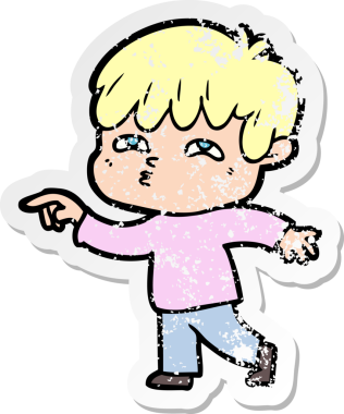 Bir insan tarafından çizilmiş garip bir adamın sıkıntılı çıkartması.