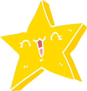 Bir insan tarafından çizilmiş şirin düz renkli çizgi film yıldızı