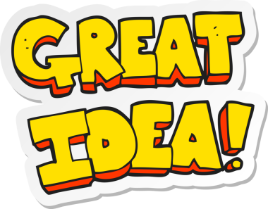 Bir çizgi film çıkartması. Bir insan tarafından çizilmiş harika bir fikir sembolü.