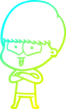 Bir çizgi film karakteri çizen soğuk çizgi bir insan tarafından çizilmiş mutlu çocuk.