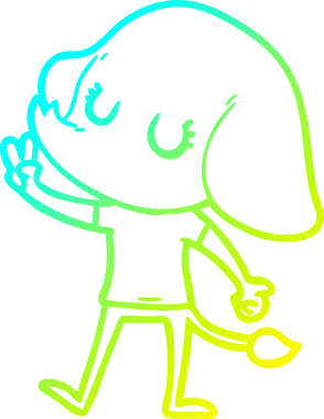 Bir insan tarafından çizilmiş şirin bir filin soğuk gradyan çizgisi