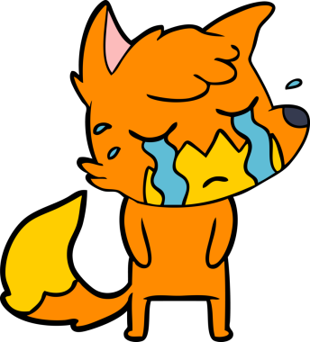 Bir insan tarafından çizilmiş tilki çizgi film karakteri