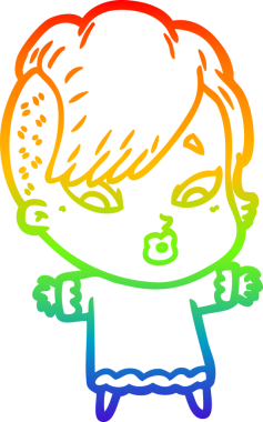 gökkuşağı gradyanı çizimi bir çizgi film kızı şaşırttı bir insan tarafından çizildi