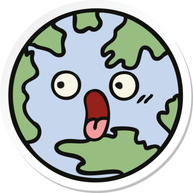 Bir insan tarafından çizilmiş şirin bir çizgi film gezegeninin çıkartması.