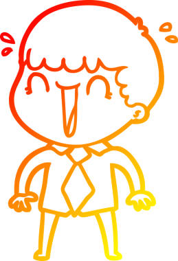 Bir insan tarafından çizilmiş tişörtlü ve kravatlı, gülen bir adamın sıcak çizgi çizimi.