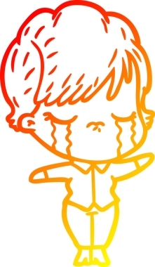 Bir insan tarafından çizilmiş, ağlayan bir çizgi kadın çizimi.