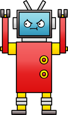 Bir insan tarafından çizilmiş bir robotun gölgelenmiş çizimi