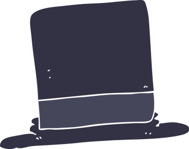 Bir insan tarafından çizilmiş silindir şapkanın düz renk çizimi