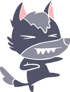 kızgın kurt düz renkli çizgi film bir insan tarafından çizildi.