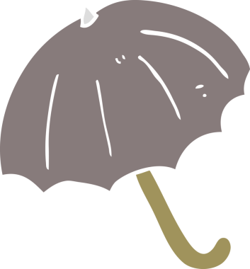 Bir insan tarafından çizilen şemsiyenin düz renk çizimi