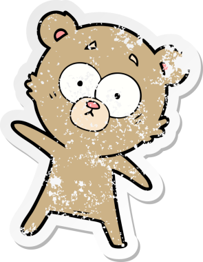 Bir insan tarafından çizilmiş şaşırmış bir ayı çizgi filminin sıkıntılı çıkartması.