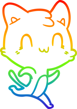 gökkuşağı gradyan çizgi çizimi Bir insan tarafından çizilmiş mutlu kedi