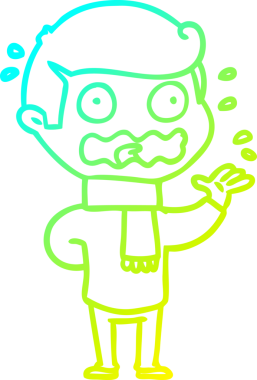 Bir çizgi film karakterinin soğuk gradyan çizimi bir insan tarafından tamamen strese sokulmuş.