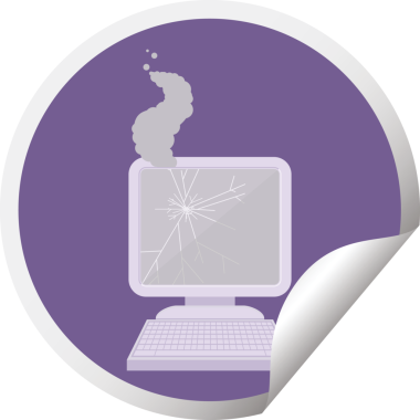 Bir insan tarafından çizilmiş kırık bilgisayar grafik vektör çizimi dairesel etiketi