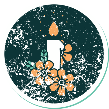 Bir insanın çizdiği mum ve çiçeklerin sembolik dövmeli resmi.