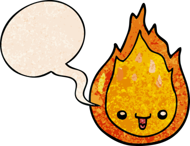 bir insan tarafından çizilmiş eski moda konuşma baloncuklu çizgi film alevi