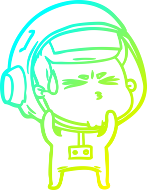 Bir insan tarafından çizilen soğuk gradyan çizgi çizimi stresli astronot