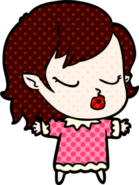 Bir insan tarafından çizilmiş şirin vampir kız çizgi filmi.