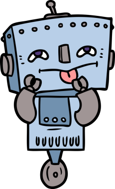 Bir insan tarafından çizilmiş çizgi film robotu