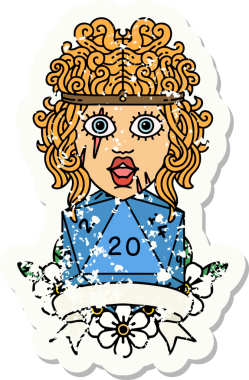 Retro Dövme Tarzı İnsan Barbarlığı Bir insan tarafından çizilmiş 20 zar ile