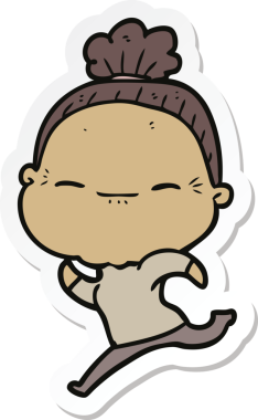 Bir insan tarafından çizilmiş barışçıl yaşlı bir kadının çıkartması.