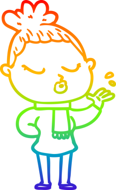 Gökkuşağı gradyan çizgi çizimi bir insan tarafından çizilmiş sakin bir kadın