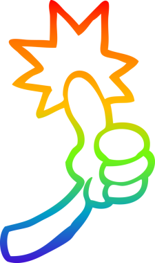 gökkuşağı gradyan çizgi çizimi bir insan tarafından çizilmiş başparmak işareti